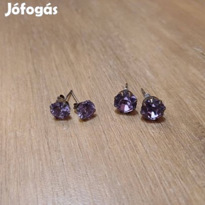 Új 2 pár lila köves fülbevaló