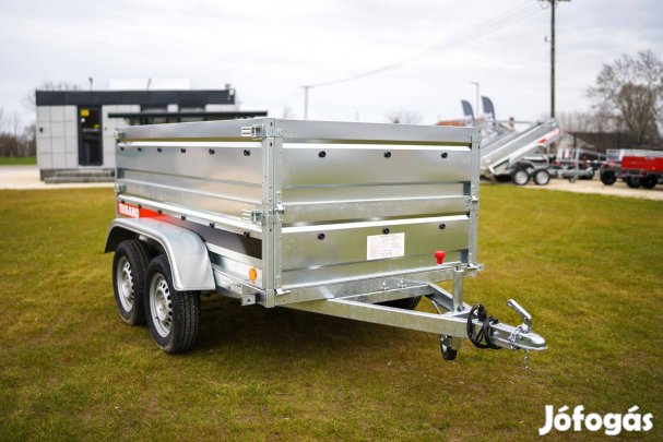 Új 2 tengelyes utánfutó + dupla oldalfal magasító akciósan 678.000 Ft