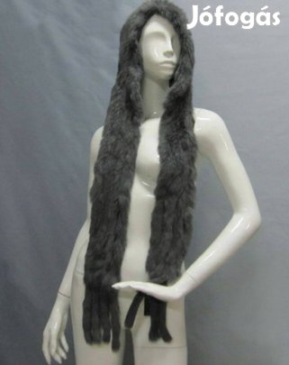 Új 2in1 nyúlszőr sapka sál szürke