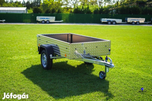 Új 2m-es alu oldalfalas utánfutó akciósan Debrecenben csak 379.000 Ft