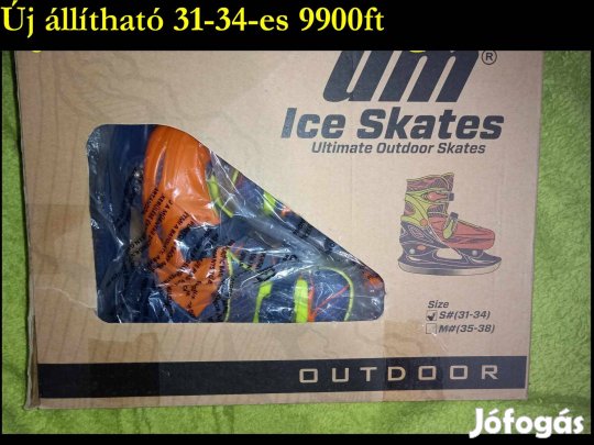 Új 31-34-es állítható gyerekkorcsolya, jégkori, 9900ft