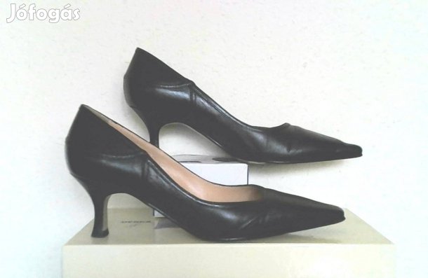 Új 37-es valódi bőr fekete alkalmi cipő 37