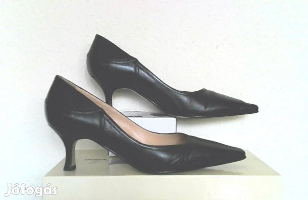 Új 37-es valódi bőr fekete magassarkú cipő 37