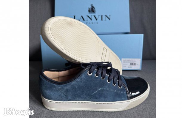 Új 38 Lanvin DBB1 Sneaker Női Cipő Sötétkék Kívül Belül Valódi Bőr