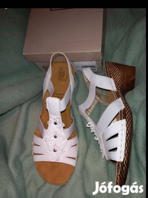 Új 38-as Easy Street fehér bőr női szandál, szandi, elegáns cipő,