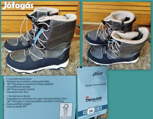 Új 38-as alive extr ameleg hó csizma, bakancs