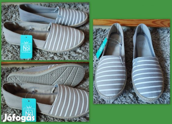 Új 38-as csíkos szürke félcipő