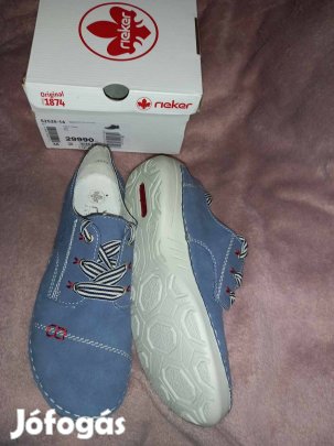 Új 38-as kék Rieker bőr női tavaszi cipő, félcipő, 24900ft