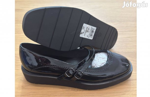 Új 39 39W Next Női Fekete Fényes Lakk Bőr Platform Szandál Cipő