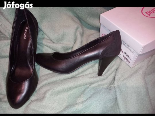 Új 39-es fekete Graceland magassarkú női cipő,