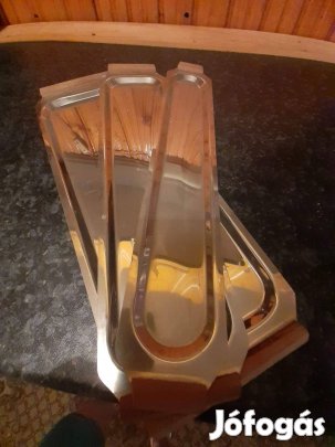 Új 3 db-os rozsdamentes kínáló tálca szett 40cm hossz 10cm széles