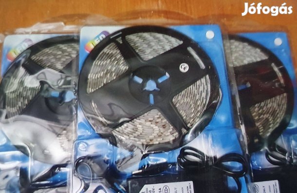 Új 3 szett 5 méteres 5050 típusú kültéri Led szalag szett tápegységgel