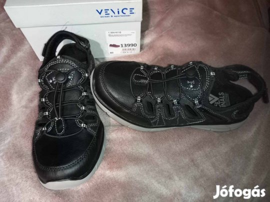 Új 40-es Venice fekete szandál, szandi 8900ft