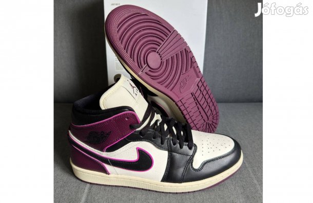 Új 44 Nike Air Jordan 1 Mid SE Bordeaux Snakeskin Cipő Férfi 28.5 Cm