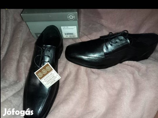 Új 44-es férfi bőr fekete alkalmi ünnepi elegáns cipő 12500ft
