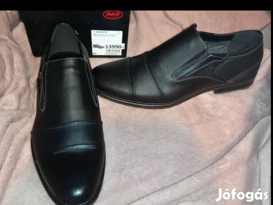 Új 44-es férfi fekete alkalmi ünnepi elegáns cipő 10900ft