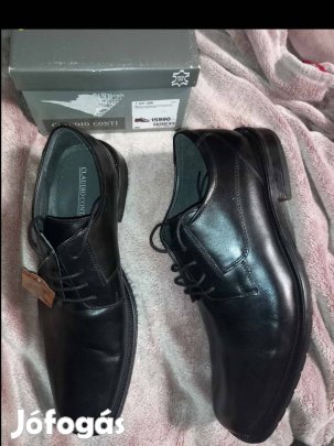 Új 46-os férfi bőr fekete alkalmi ünnepi elegáns cipő 11900ft