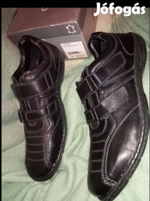 Új 46-os férfi bőr fekete alkalmi ünnepi elegáns cipő 12900ft