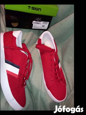Új 46-os férfi piros cipő, sportcipő 9500ft