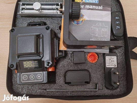 Új 4D lézeres szintező, táska, akku, töltő, távirányító, fali konzol