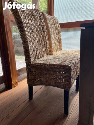Új 4 darab Jysk torrig étkezőszék természetes banánlevél rattan székek