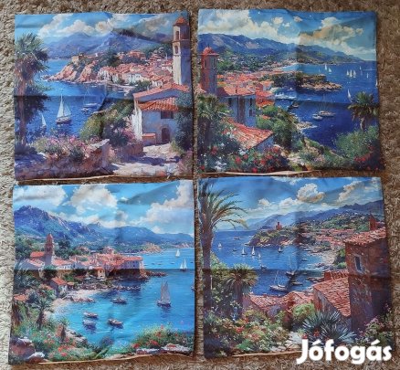 Új 4 db-os szett, olaszország díszpárnahuzat, cipzár, 45x45 cm