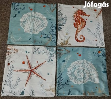Új 4 db-os szett, tenger díszpárnahuzat, cipzár, 45x45 cm T1
