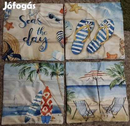 Új 4 db-os szett, tenger díszpárnahuzat, cipzár, 45x45 cm T2