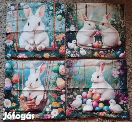 Új 4db húsvéti díszpárnahuzat zsett, 45x45 cm, zip-es, 04