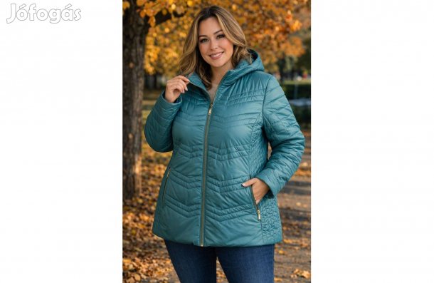 Új 52-54-es női őszi/téli dzseki steppelt, divatos, türkiz kabát