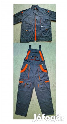 Új 52-es munkaruha szett (Kabát + Kantáros nadrág) Szürke-narancs,