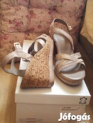 Új 5TH Avenue gyönyörű zöldes bőr szandál parafa talppal Akció %%