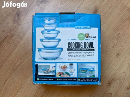 Új 5 darabos mikrózható üvegtál készlet tetővel