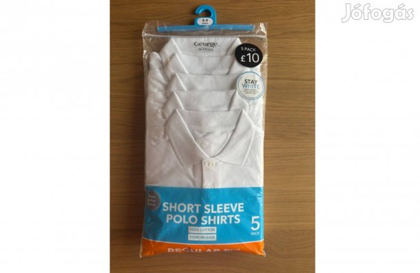 Új 8-9Y George Rövid Ujjú Fehér Galléros Póló Gyerek Tenisz 5 db Szett