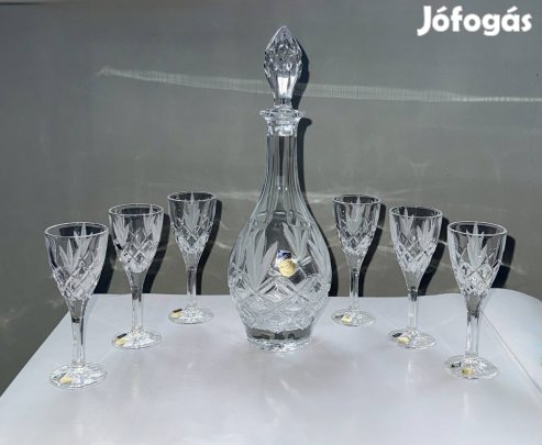 Új 90s Cseh Bohemia crystal Sherry set kristály boros készlet szett
