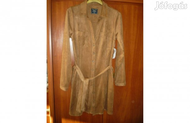 Új Abercombie Fitch mogyoró színű velúr hatású kabátruha S méret