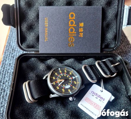 Új Addiesdive pilótaóra japán kvarc szerkezettel, 44mm, 5 bar