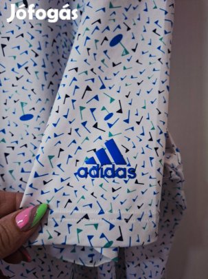 Új Adidas L-es kék mintás férfi sport póló