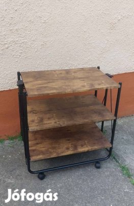 Új Akciós! famintás zsúrkocsi, kisasztal