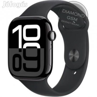 Új Apple Watch SE 2025 44mm Fekete Alumíniumtok, Fekete Sportszíjjal,