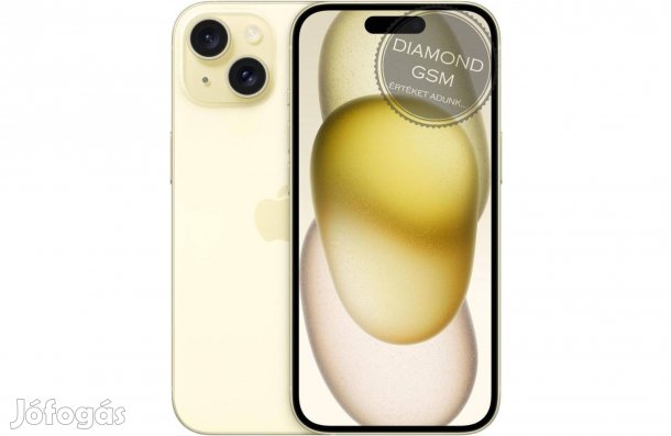 Új Apple iphone 15 128 GB, Sárga színben, gyári