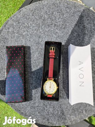 Új Avon női karóra díszdobozban Elegáns piros szíjjal
