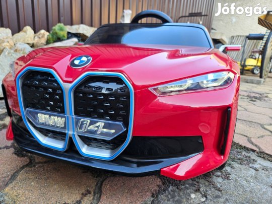 Új BMW i4 12v -os gumi kerekes bőr üléses gyerek elektromos akkumuláto