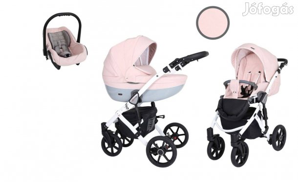 Új Babakocsi - Kunert Mila 3in1 - Púder rózsaszín