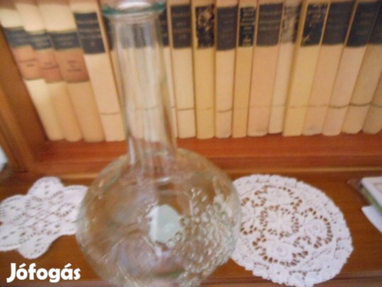 Új Bermioli Rocco olasz szőlőmintás dekantáló zöldesüveg decanter