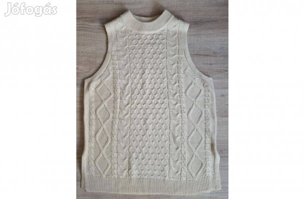 Új Bonprix női drapp kötött mellény, 42-es méret