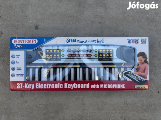Új Bontempi 123730 Szintetizátor 37 Billentyűvel Játék Mikrofonnal
