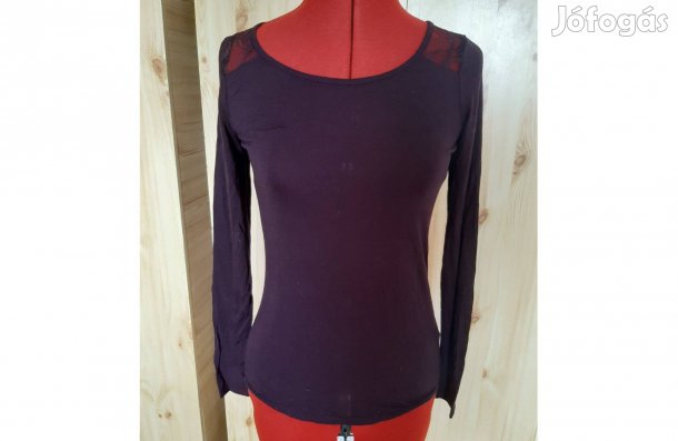 Új Camaieu XS méretű csipkés bordó női felső