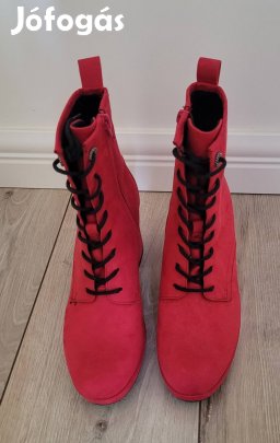 Új Catwalk 37 piros - fukszia velúr csizma