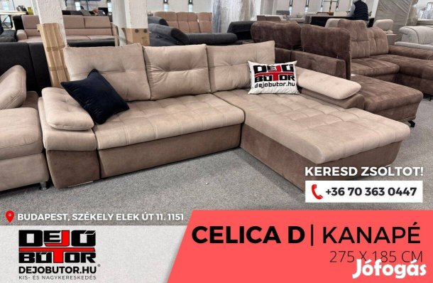 Új Celica L bézs kanapé ülőgarnitúra sarok 275x185 cm ágyazható